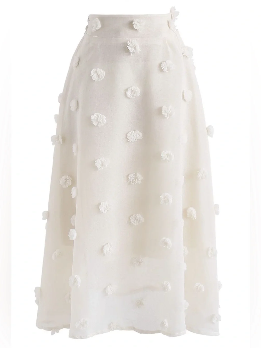 Chicwish Cream Midi Skirt with 3D Floral Detail BRAND NEW WITHOUT TAG